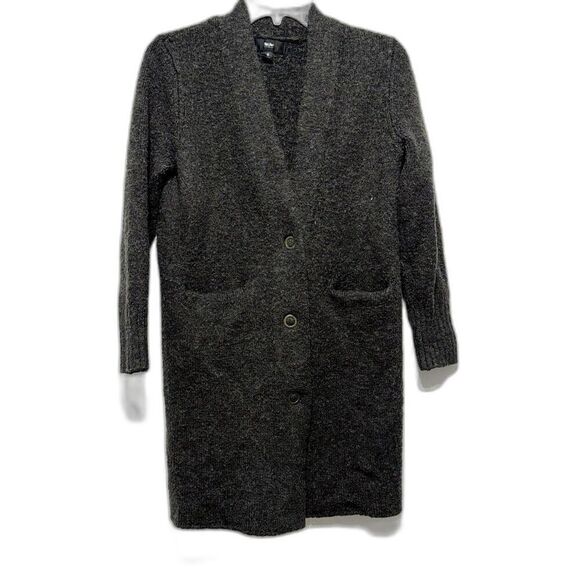 Mossimo Cardigan Sweater Wool Blend Chunky Knit Long Length Gray Womens sz Small - Picture 1 of 7
